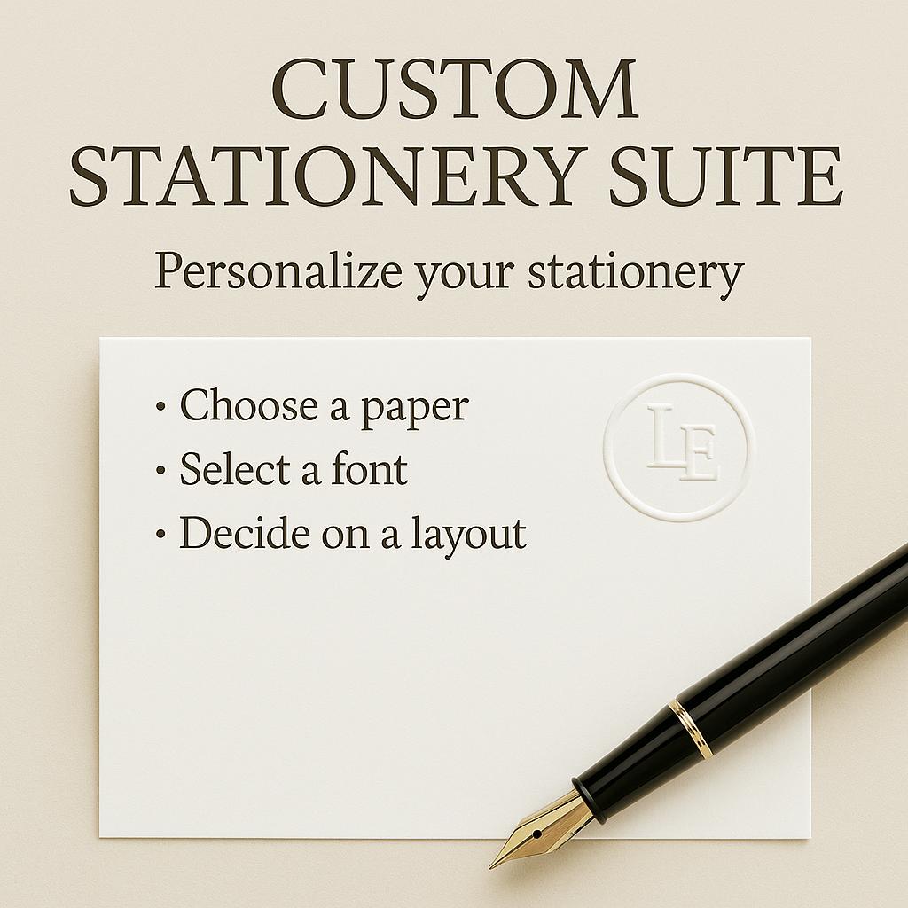 Custom Stationery Suite - Personalized Note Cards & Envelopes